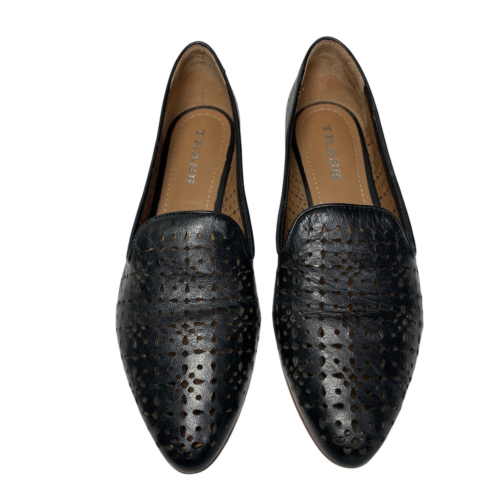 Trask Perforated Leather Pointed Toe‎ Loafers Womens 7.5 Timeless  Peppy Elegant